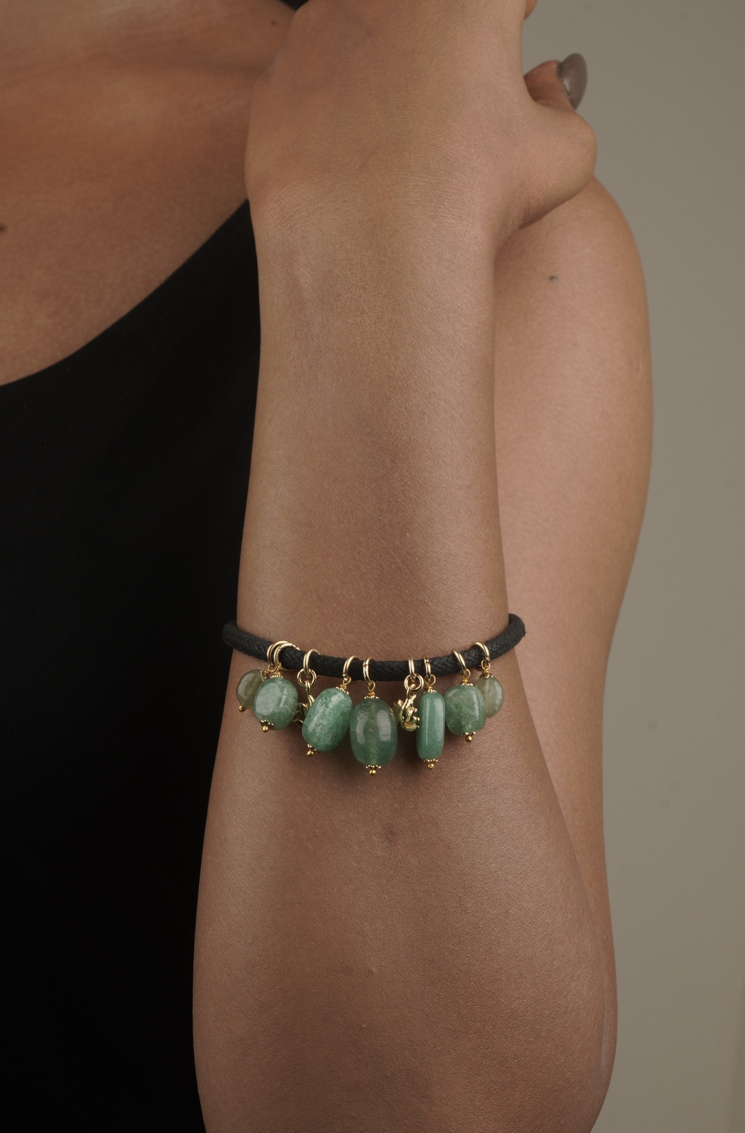 Love bracelet Harmony Stone  in Green Onyx and Jade 25mm