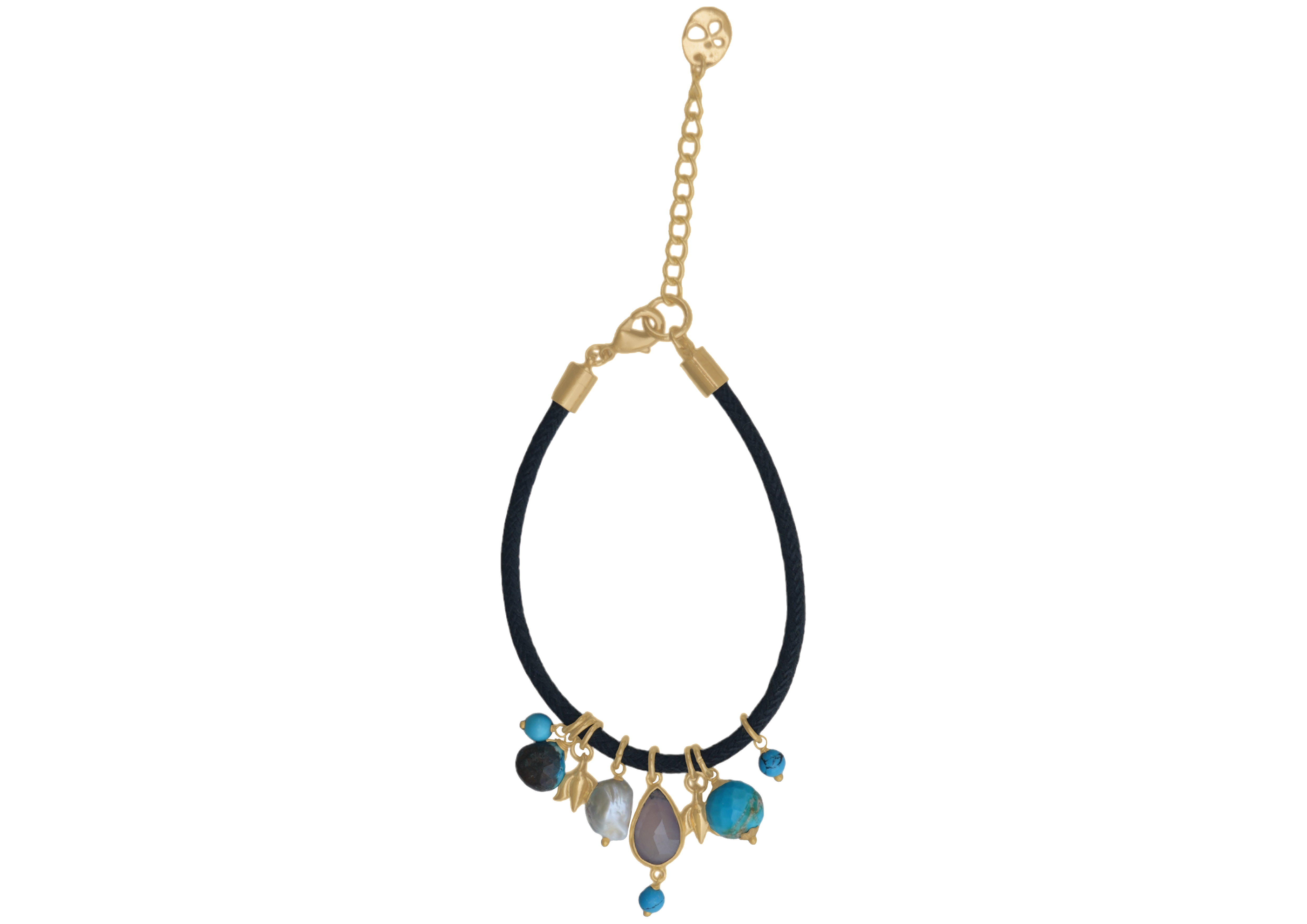 Love bracelet Regal Trio  in Turquoise, Black Onyx, and Pearls 30mm