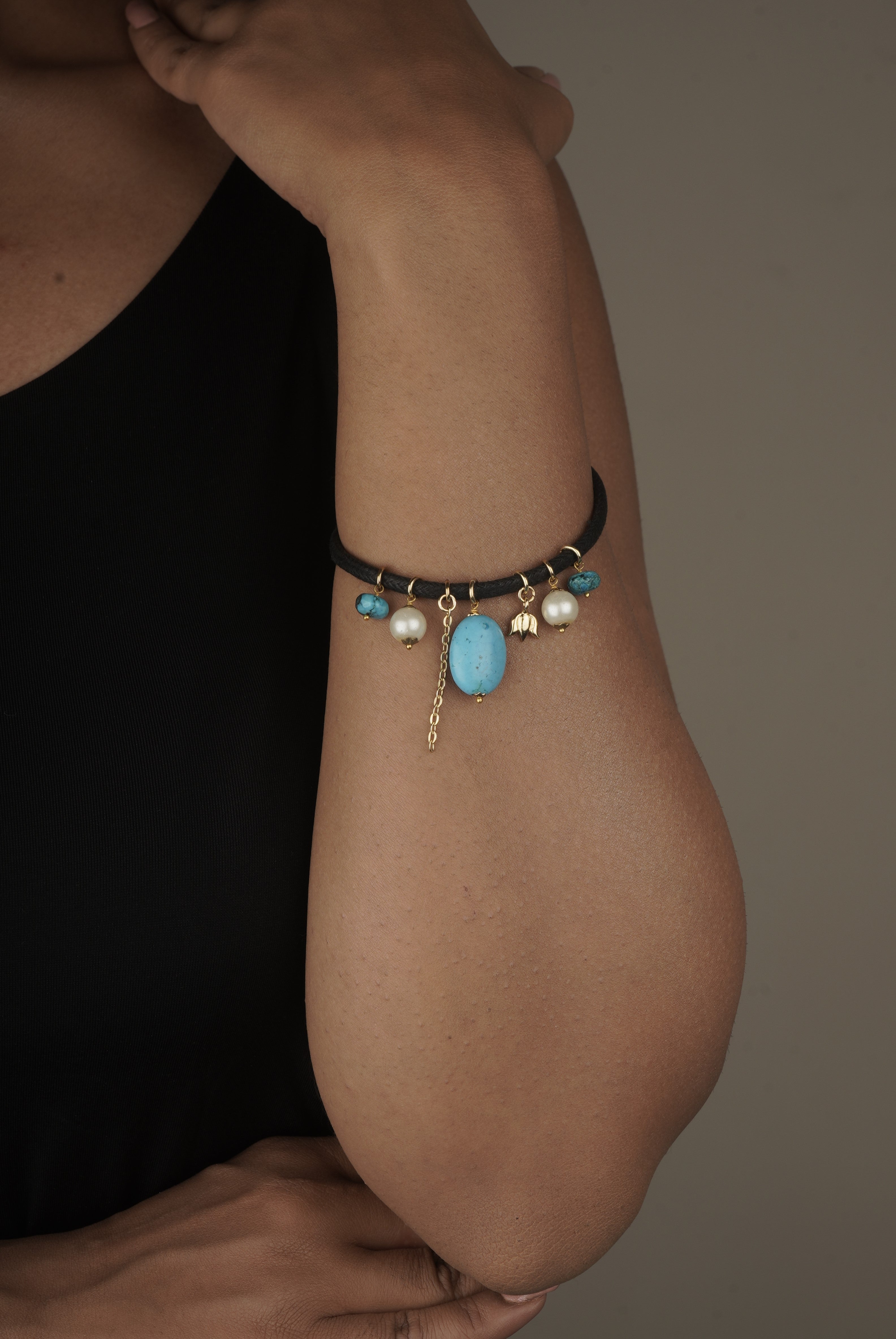 Love bracelet Ocean Breeze  in Turquoise and Pearls 38mm