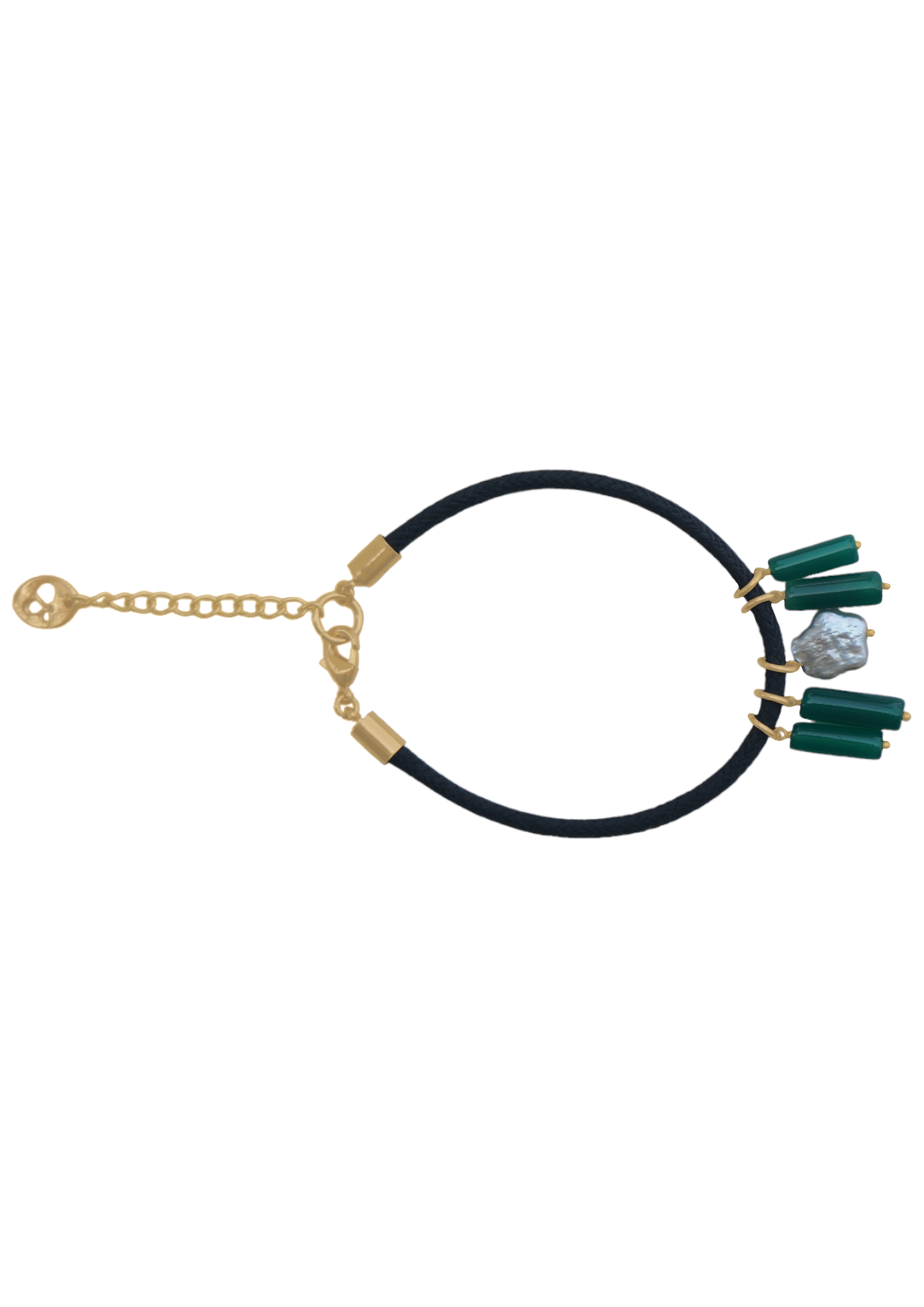 Rakhi Midnight Elegance Necklace in Onyx and Pearl 25mm