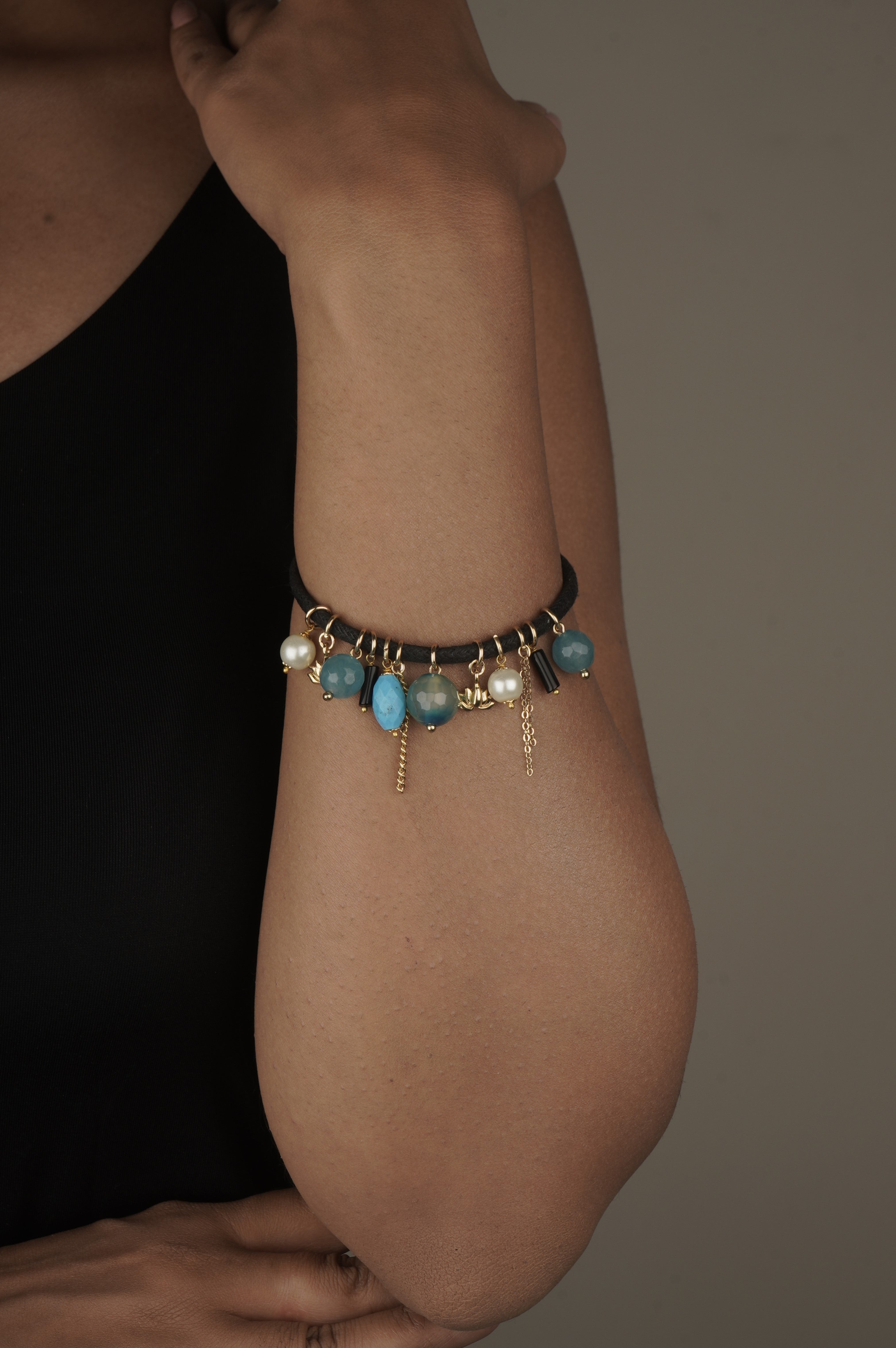 Love bracelet Ocean Whisper  in Turquoise and Pearl 34mm