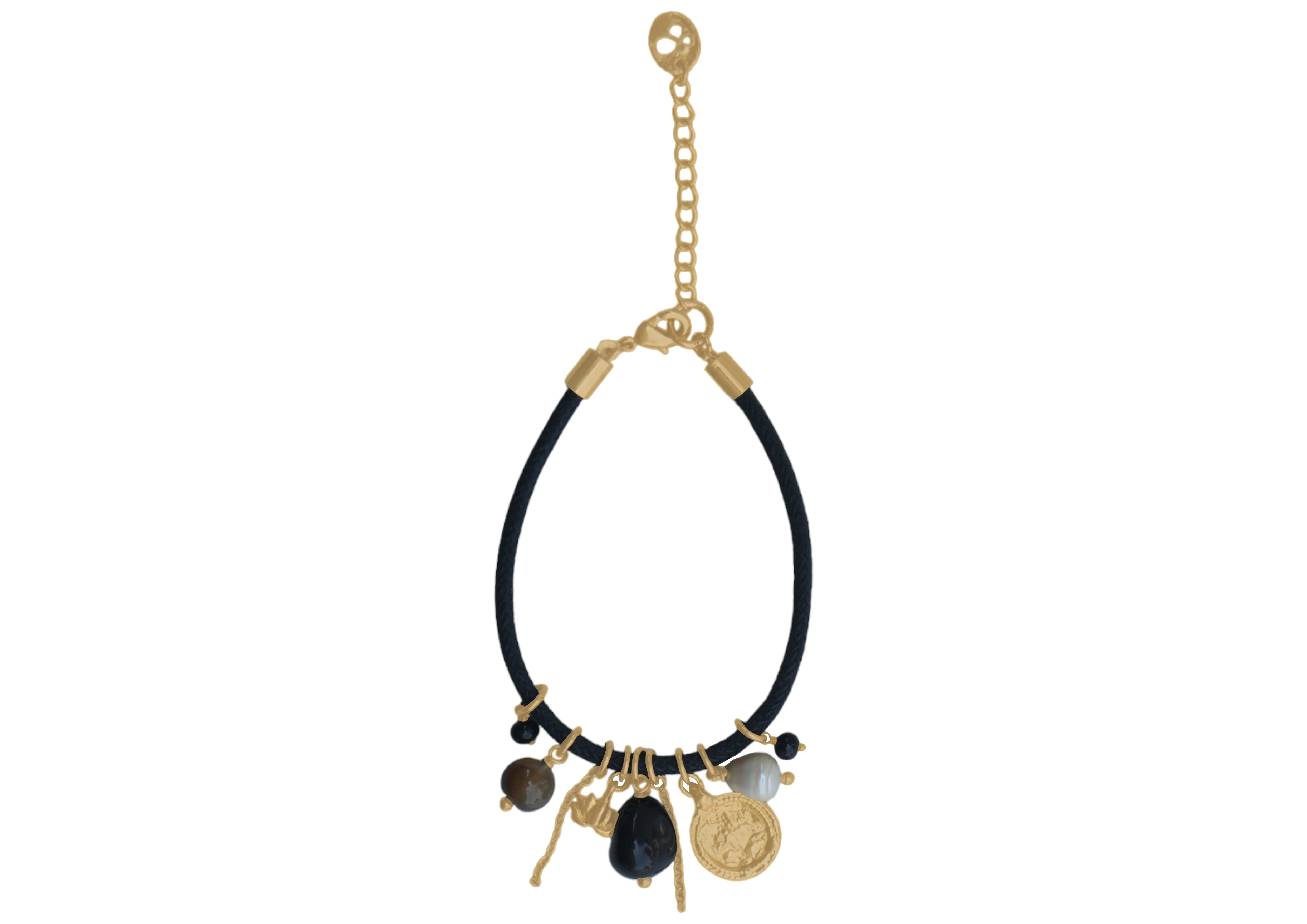 Love bracelet Mystic Aura in Tourmaline and Smoky Quartz 30mm