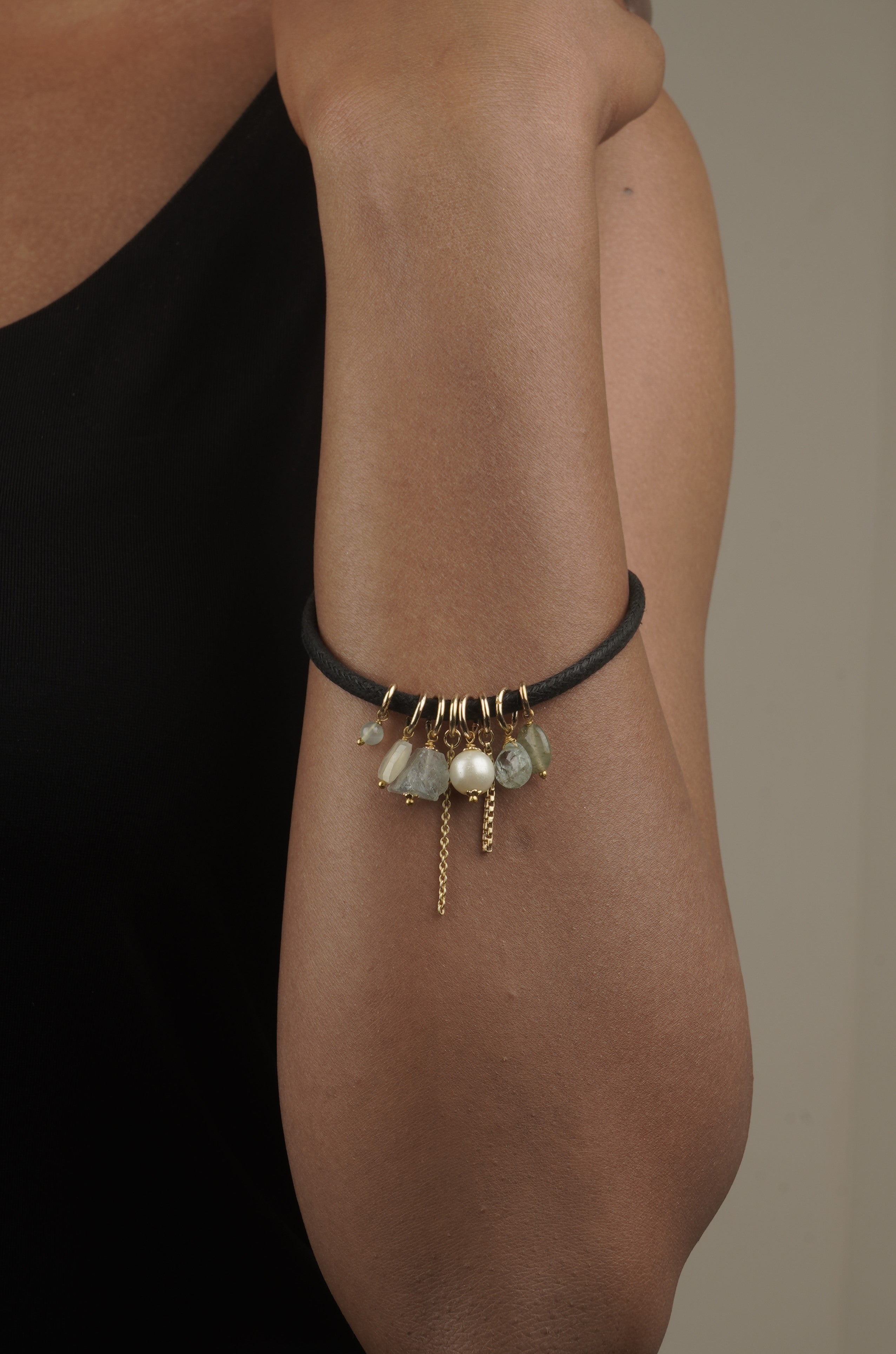 Love bracelet Tranquil Harmony in Aquamarine, Pearl, and Jade