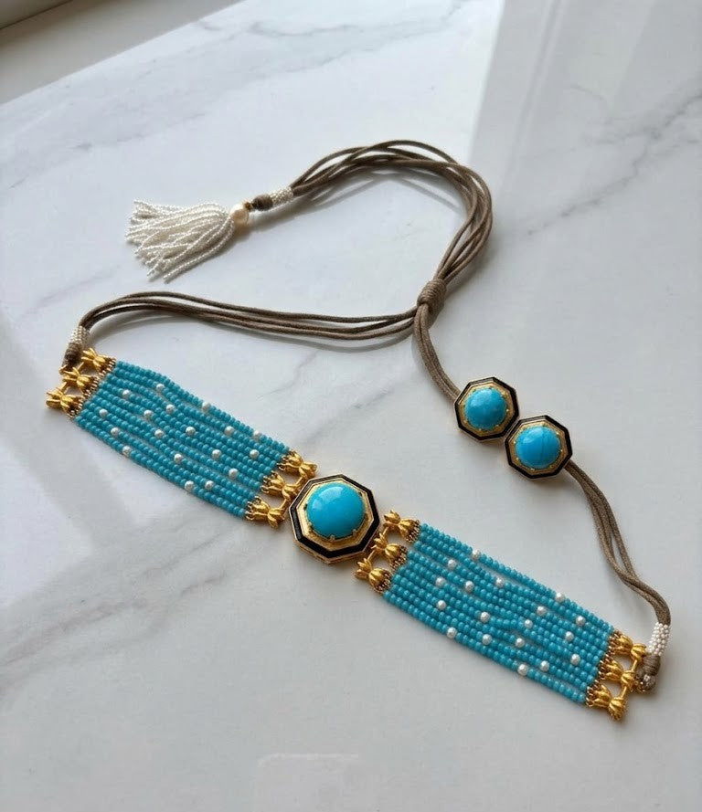 Revati Mayur Beaded Choker