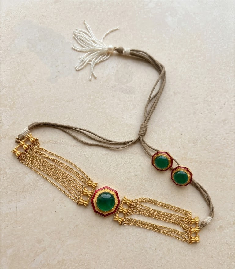 Revati Mayur Emerald Choker