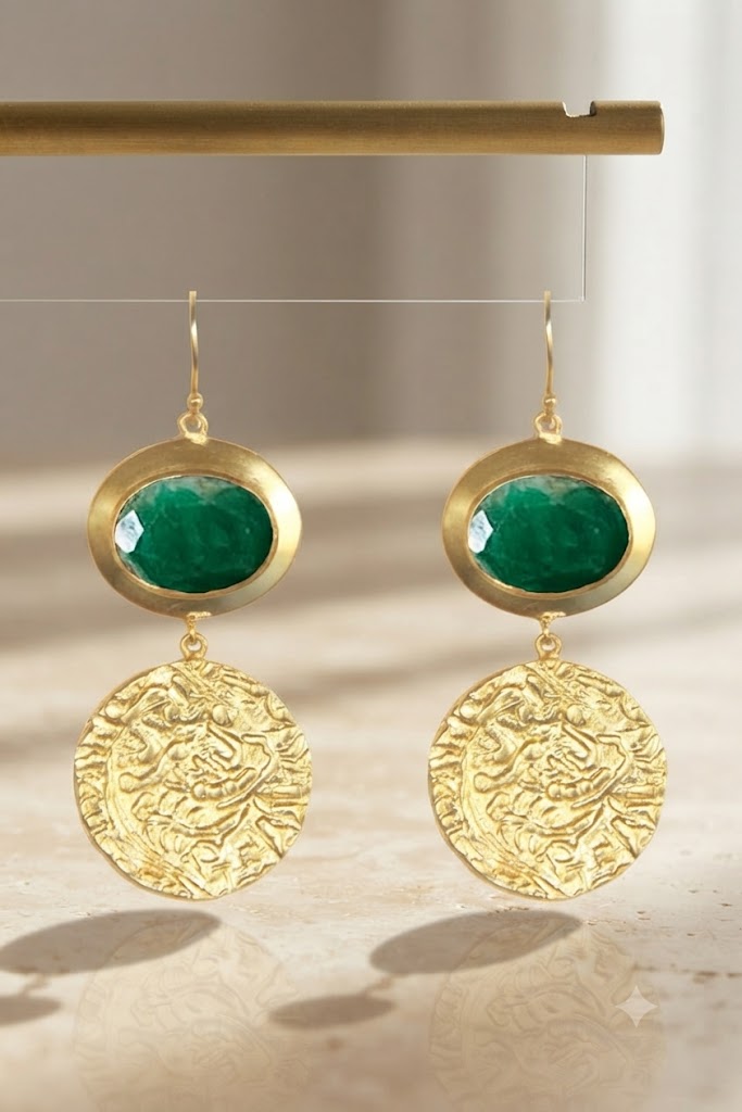 Verdant Heritage Disc Earrings - Mine of Design Sahitya Collection