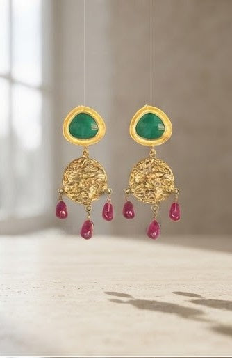 Ruby Lotus Charm Earrings - Mine of Design Sahitya Collection