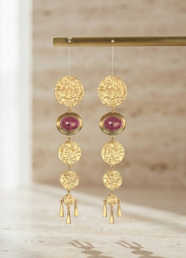Regal Coin Tassel Earrings - Mine of Design Sahitya Collection