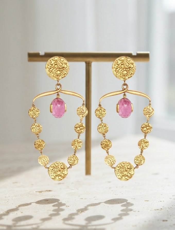 Ruby Arch Statement Earrings - Mine of Design Sahitya Collection