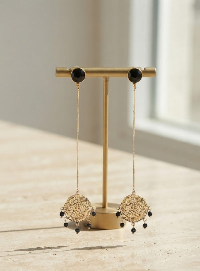 Midnight Thread Drop Earrings - Mine of Design Sahitya Collection