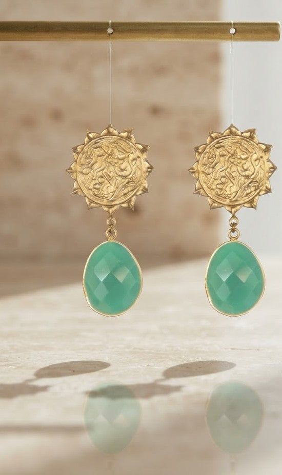 Sunburst Azure Drop Earrings - Mine of Design Sahitya Collection