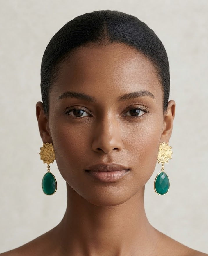 Radiant Azure Sunburst Earrings detail - Mine of Design