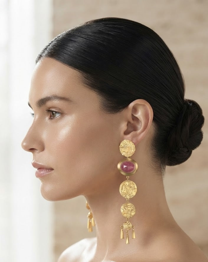 Regal Coin Tassel Earrings detail - Mine of Design