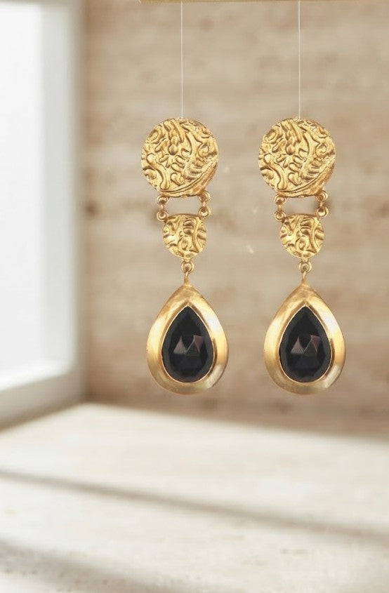 Noir Disc Heirloom Earrings - Mine of Design Sahitya Collection
