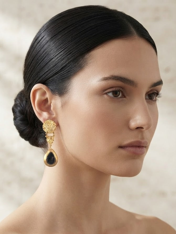Noir Disc Heirloom Earrings detail - Mine of Design
