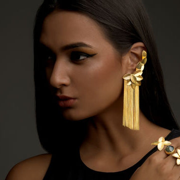 Handmade Nature Earrings – Luxurious 96mm Length with 18K Gold-Plated Style