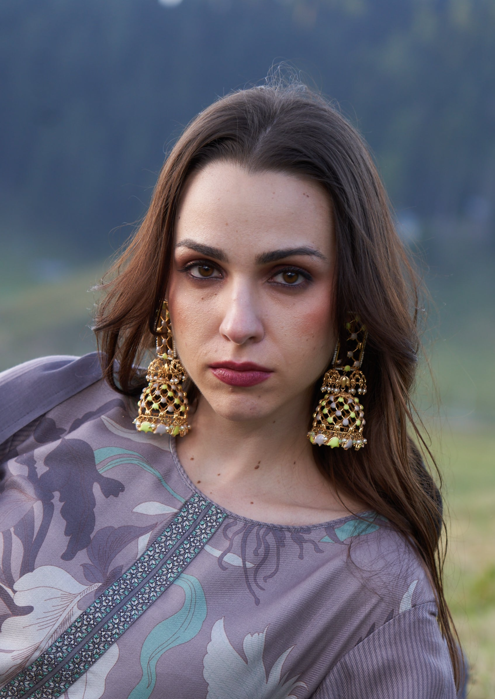 Classic Jannat Earrings – 105mm Drop with Exquisite 22K Gold Plating