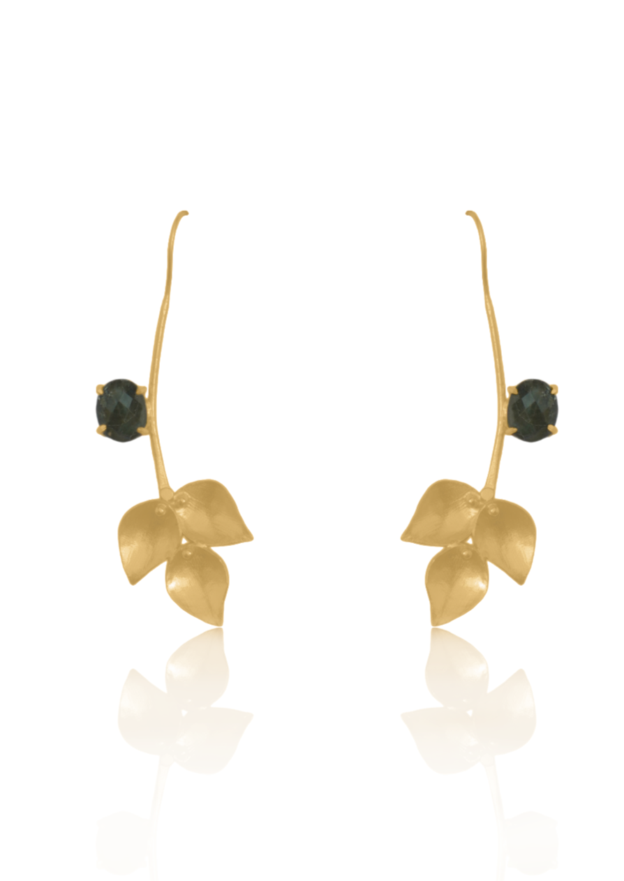 Nature Earrings for indian outfits - 60mm Height with 22K Gold Plating