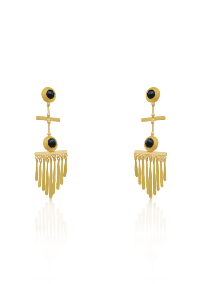 Handmade Fringe Earrings for Women 89mm Height with 22K Gold-Plated Finish