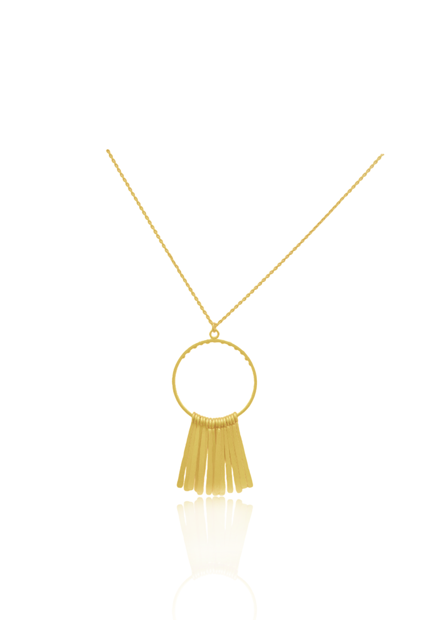 Fringe Necklace - Elegant Brass and Natural Stones on Adjustable Chain