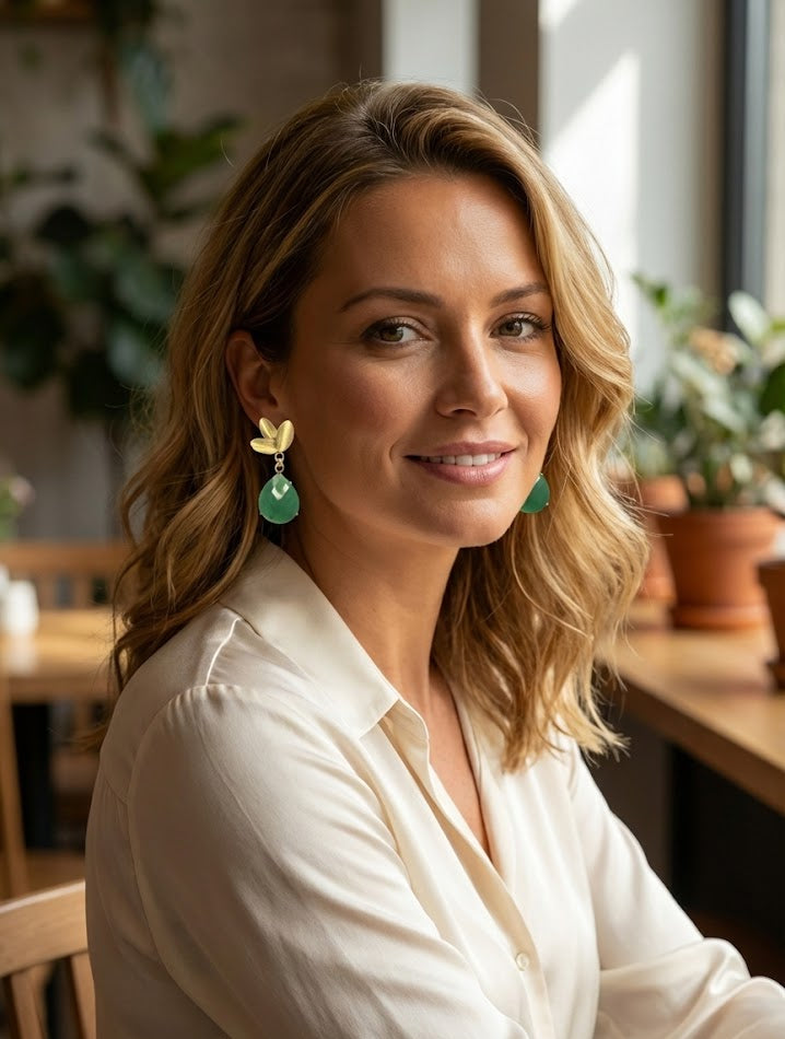 Handcrafted Nature Earrings – 42mm Drop with 18K Gold Plating for Indian Style