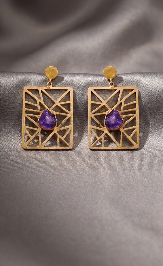 Handcrafted NOOR Earrings – 66mm Height with a Beautiful 18K Gold-Plated Finish for Cultural Wear