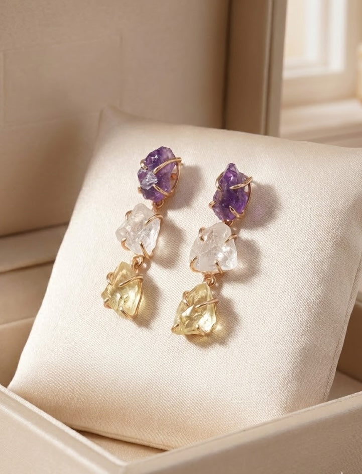 Elegant NOOR Earrings – 45mm Handcrafted Drop with 18K Gold Plating for Indian-Inspired Style