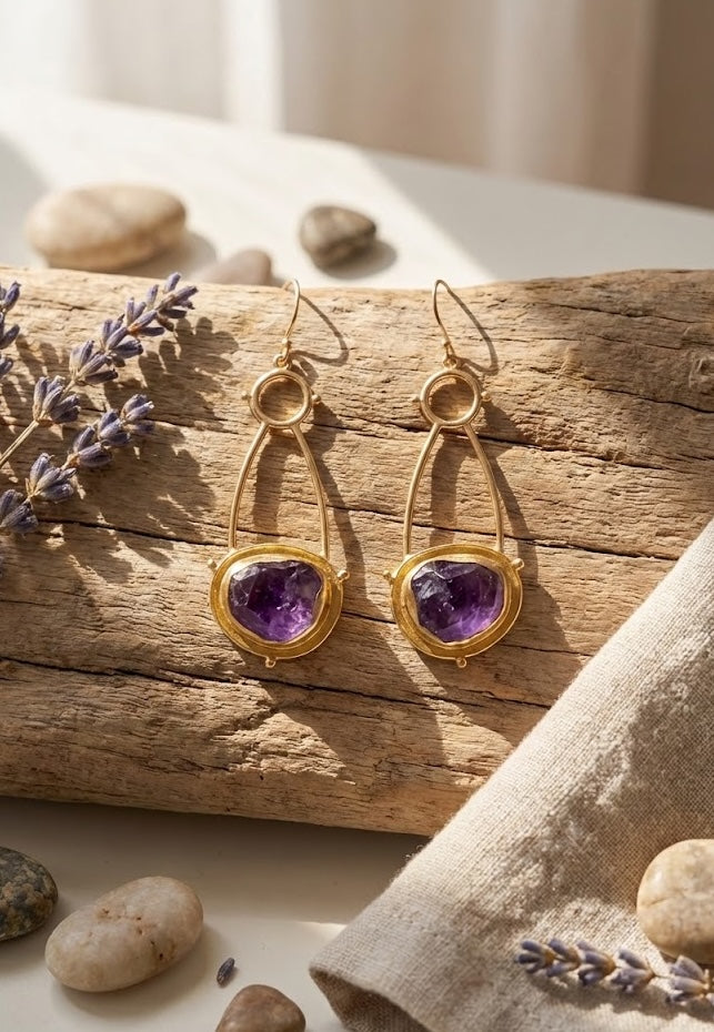 Handmade NOOR Earrings – 71mm Drop with Exquisite 18K Gold-Plated Craftsmanship