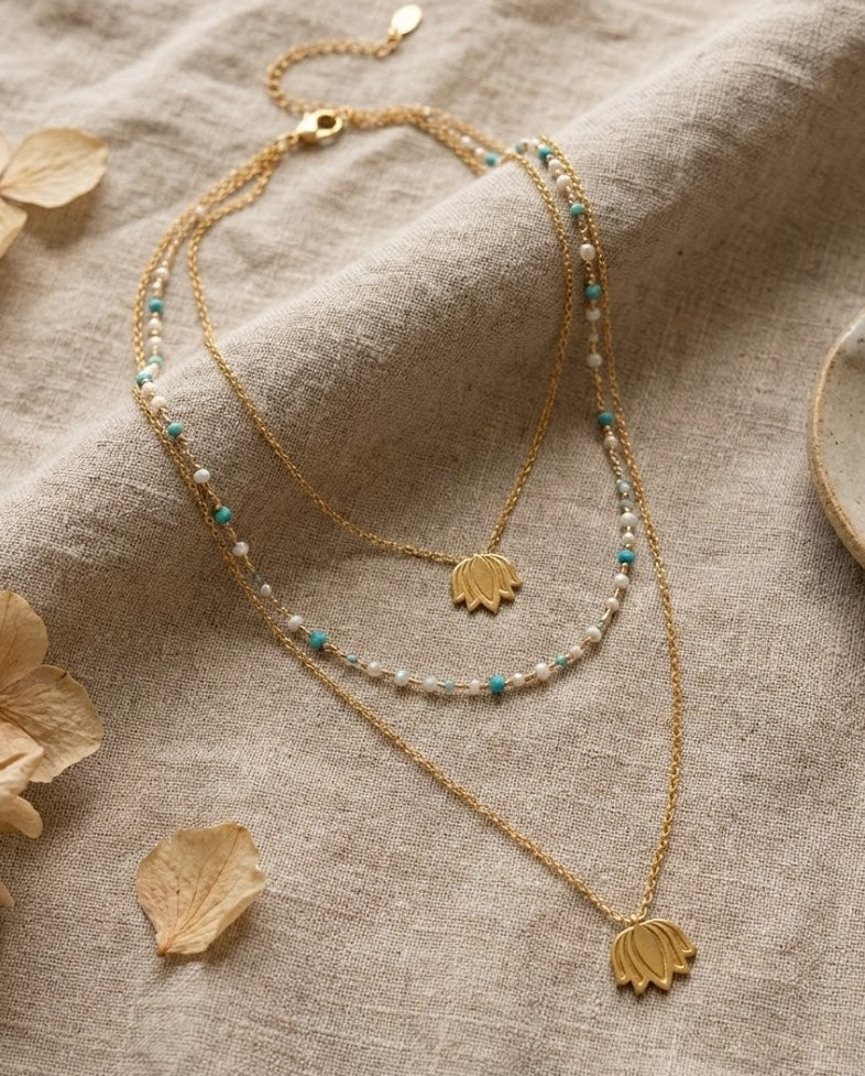 Fine One Necklace with 18K Gold Plate and Lucite Accents