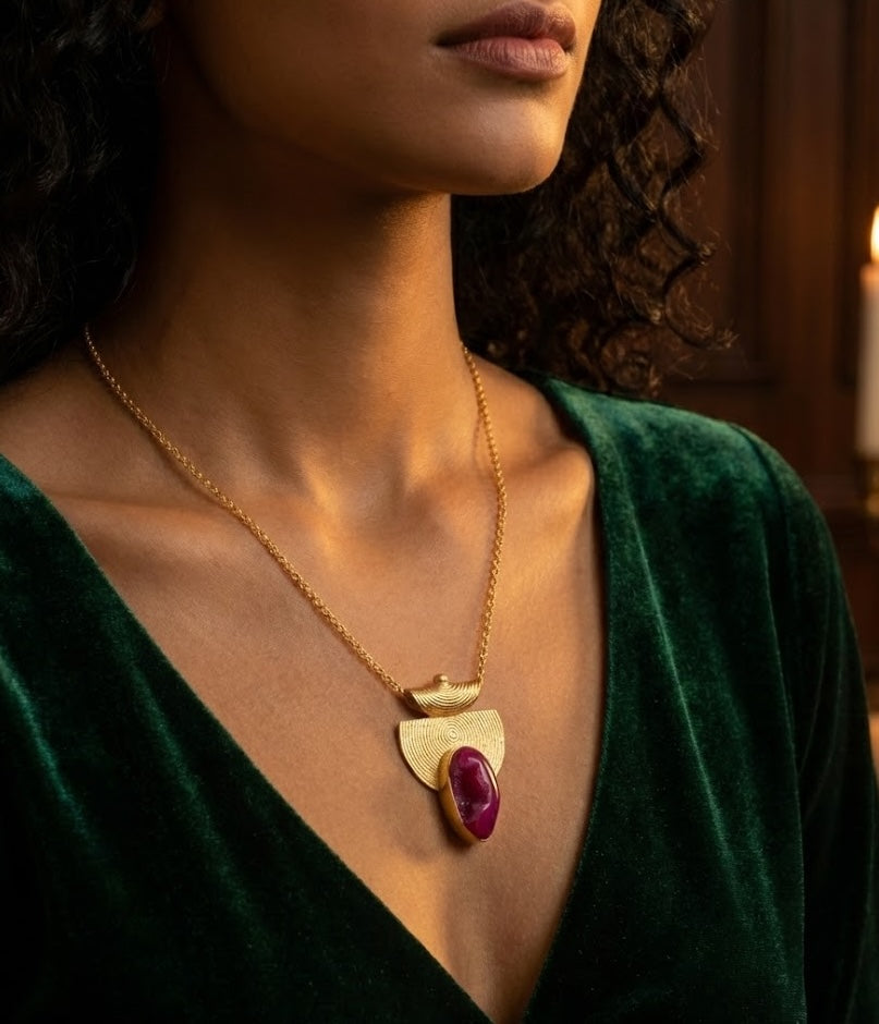 Fine One Necklace with 18K Gold-Plated Brass Pendant