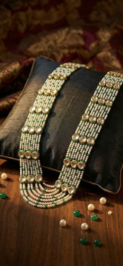 Noor Necklace - Lightweight Handmade Brass with 18K Gold Plate and Natural Stones