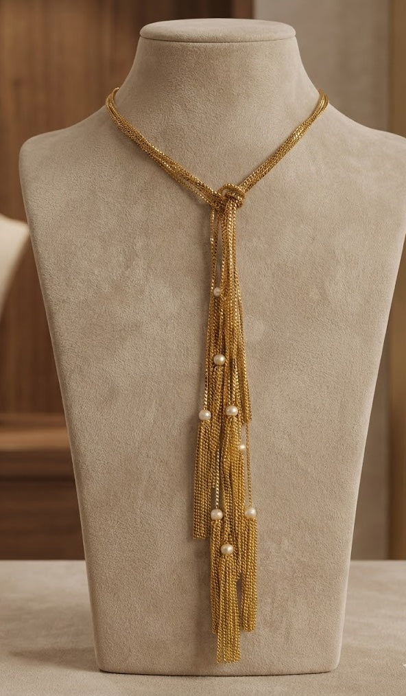 Necklace with Handmade Brass with 18K Gold Plate and Natural Stones