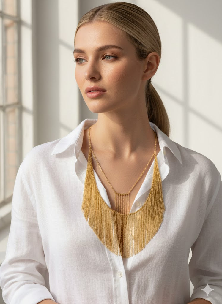 Necklace with Ethical Brass Jewelry Featuring 18K Gold and Unique Natural Stones