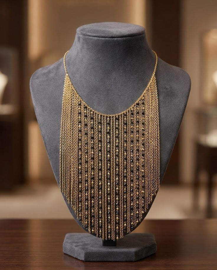 Necklace - Artisan Brass Adorned with 18K Gold Plate and Natural Gemstones