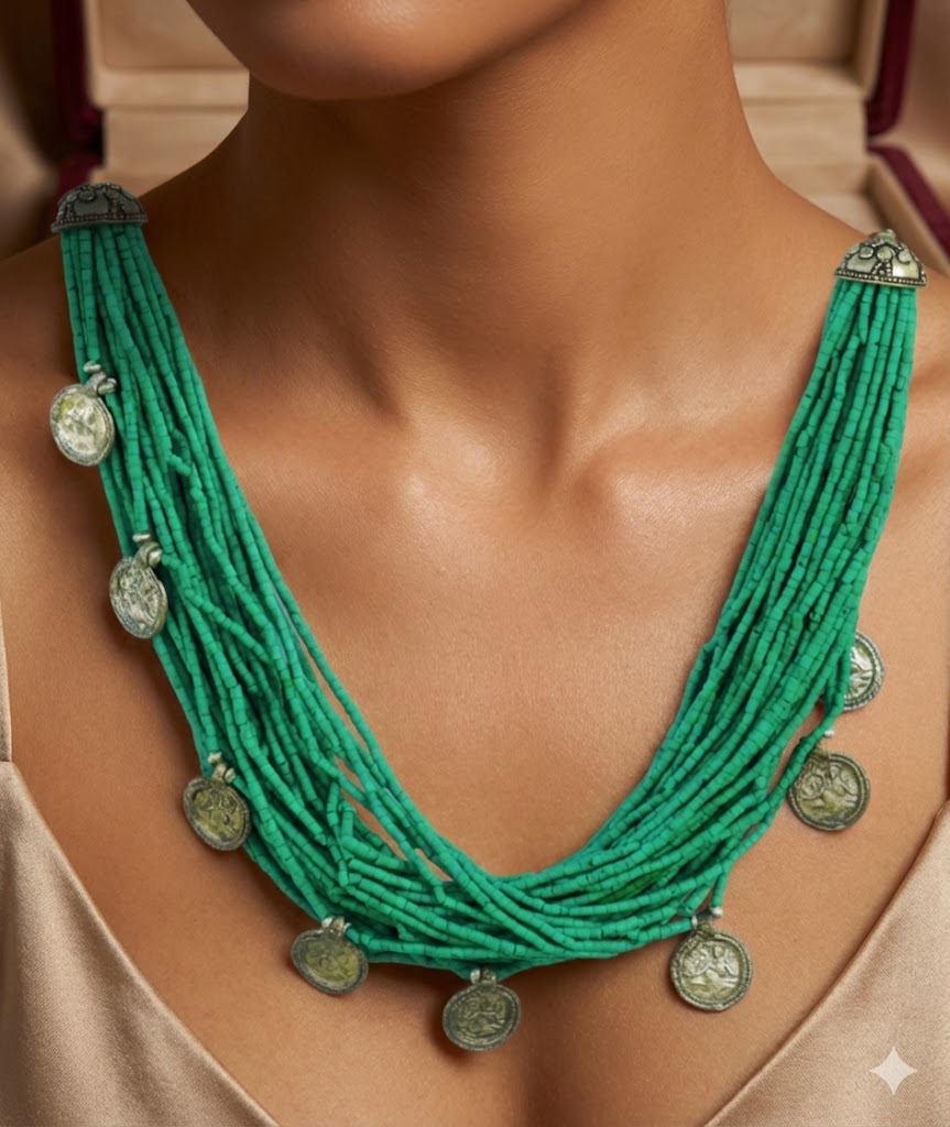 Revati Necklace - Brass Adorned with 22K Gold Plate and Natural Accents