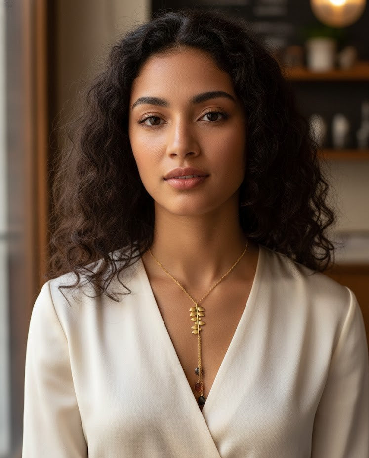 Fine One Necklace with Carnelian, Smoky Quartz, and Labradorite