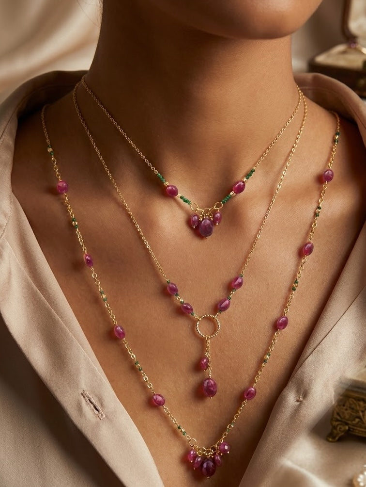 Fine One Necklace - Ruby-Embellished Design with Sustainable Materials