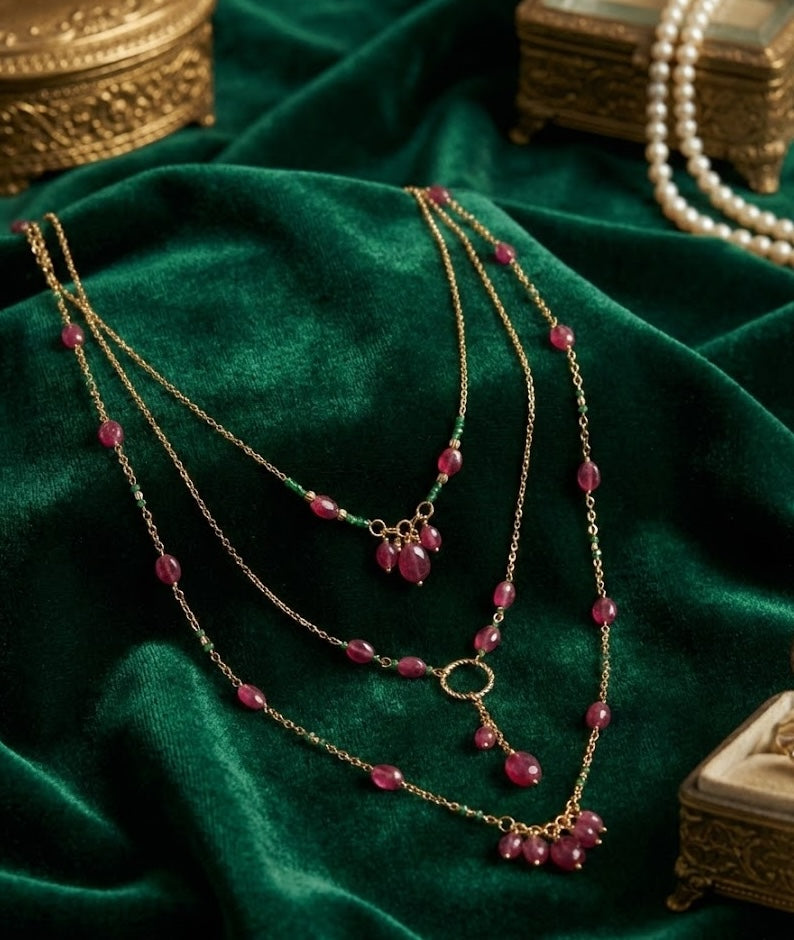 Fine One Necklace - Ruby-Embellished Design with Sustainable Materials