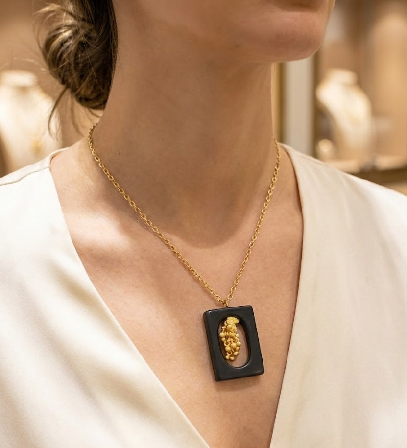 Fine One Necklace - Black Onyx Pendant on Adjustable Chain