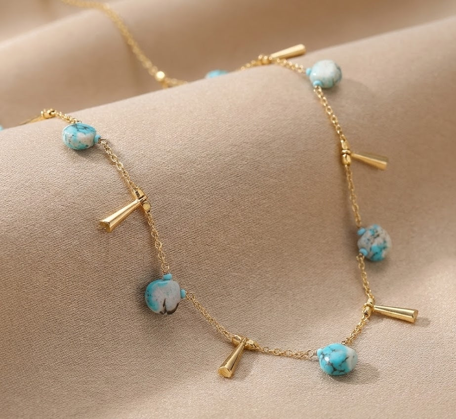 Fine One Necklace - Turquoise with 15mm Chain and Adjustable Length