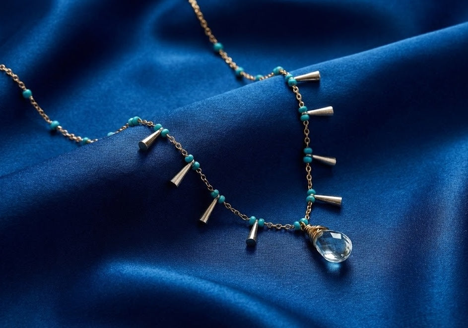 Fine One Necklace - Aquamarine Pendant with 443mm Adjustable Chain