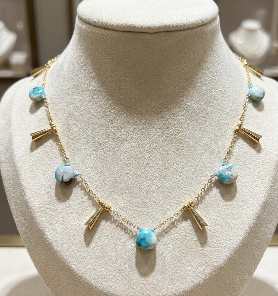 Fine One Necklace - Turquoise with 15mm Chain and Adjustable Length