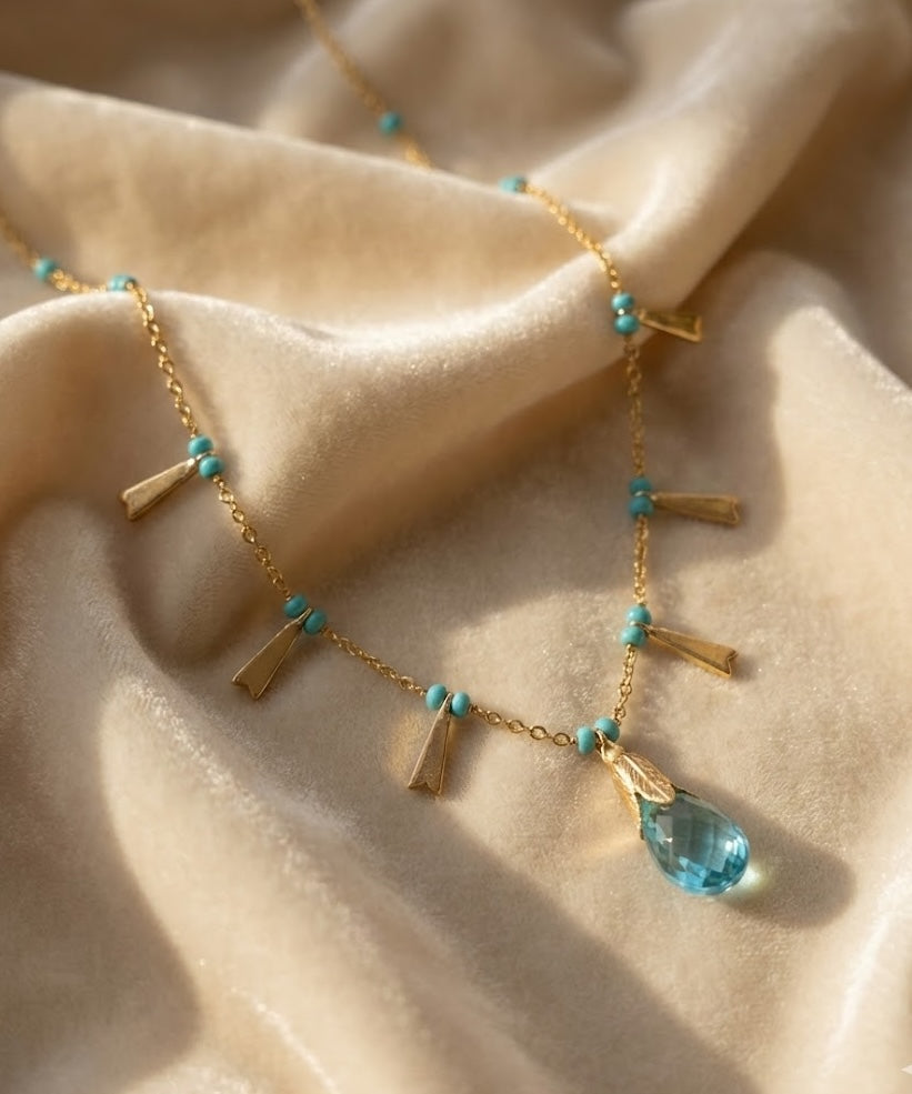 Fine One Necklace - Aquamarine Pendant with 443mm Adjustable Chain