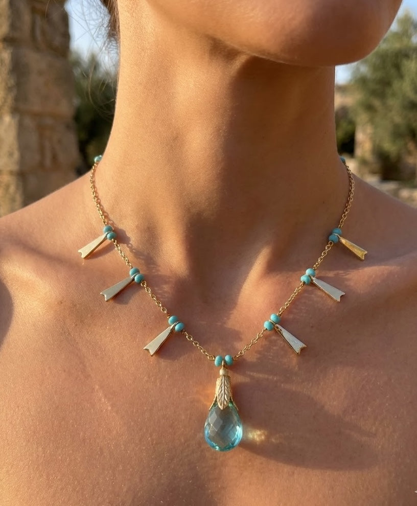 Fine One Necklace - Aquamarine Pendant with 443mm Adjustable Chain