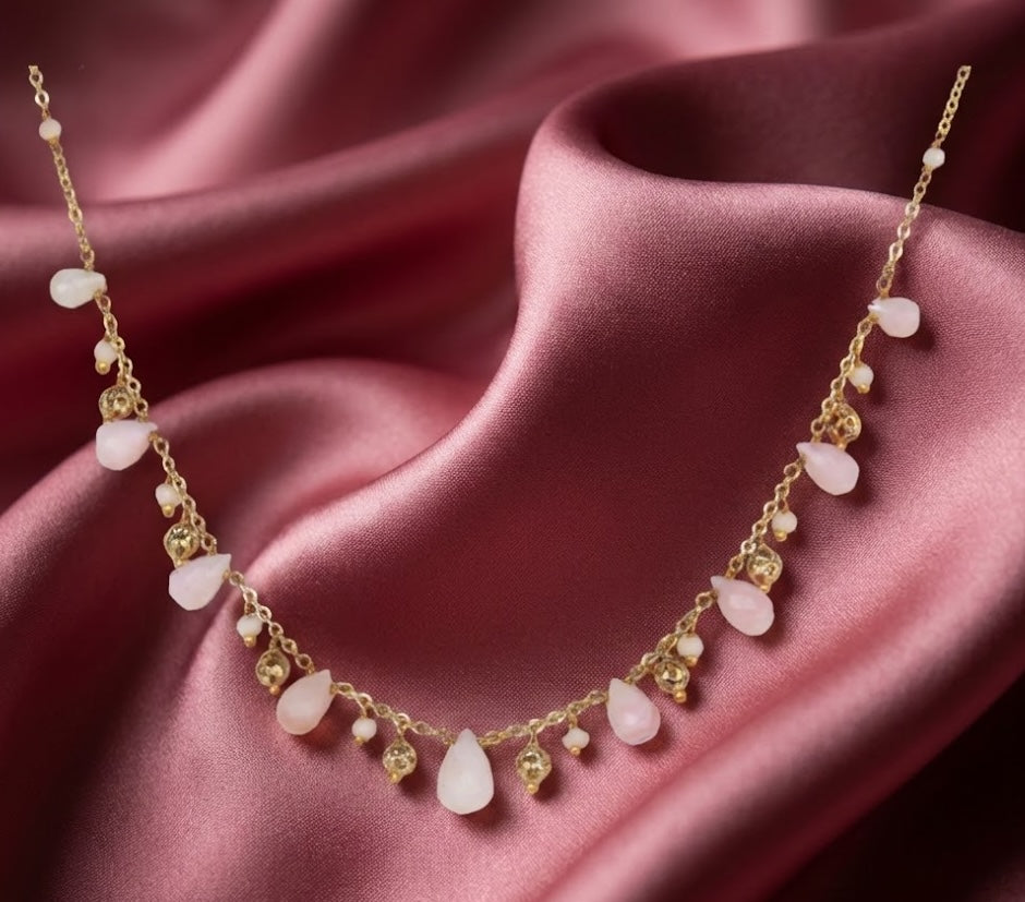 Fine One Necklace - Pink Opal with Adjustable 425mm Chain