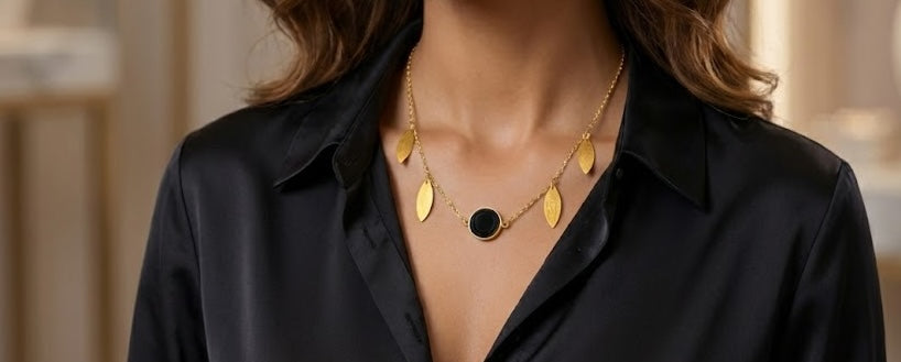 Fine One Necklace - Black Onyx Pendant with 23mm Width