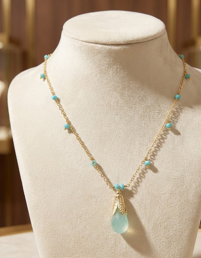 Fine One Necklace - Stylish 26mm Acqua Pendant on 420mm Adjustable Chain