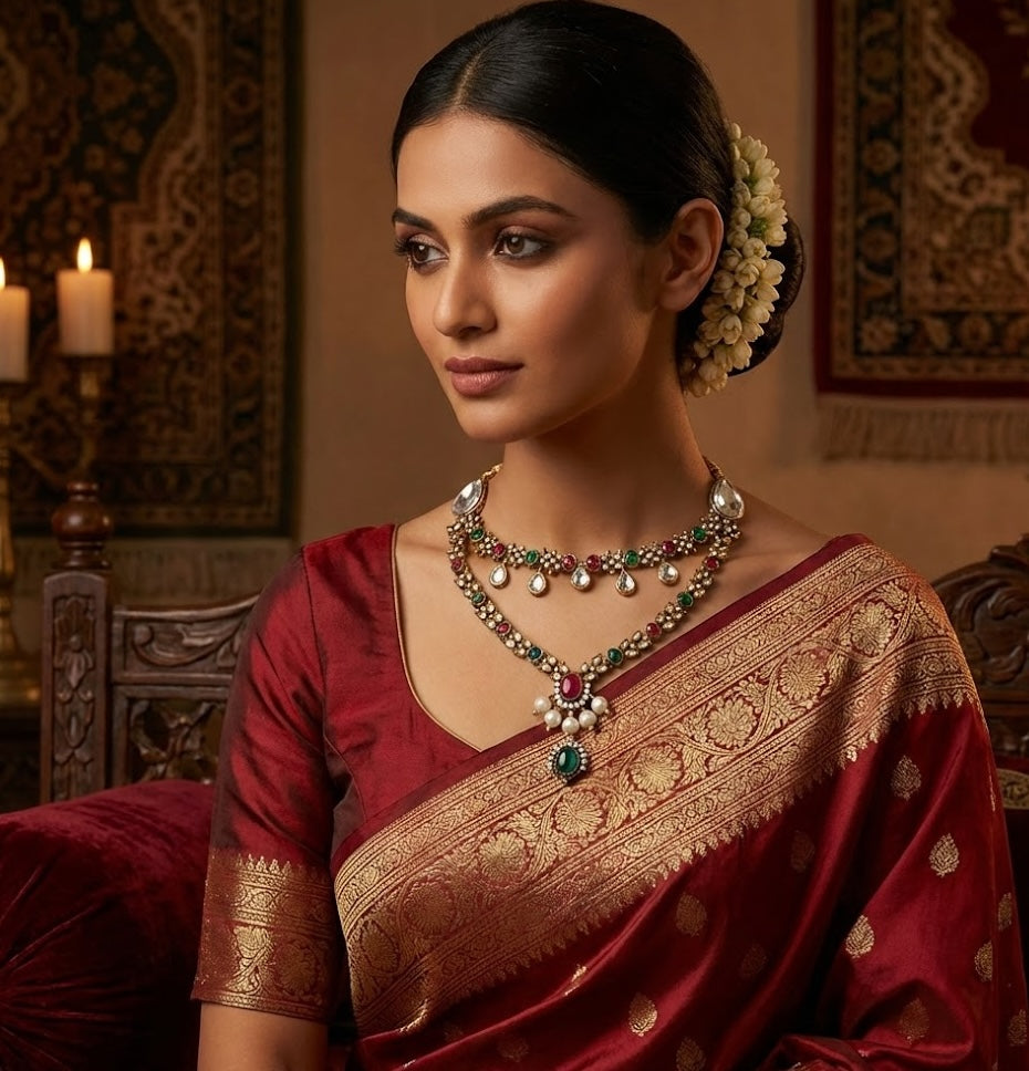 Victoria Necklace - Brass with 22K Gold Plate, 58mm x 20mm