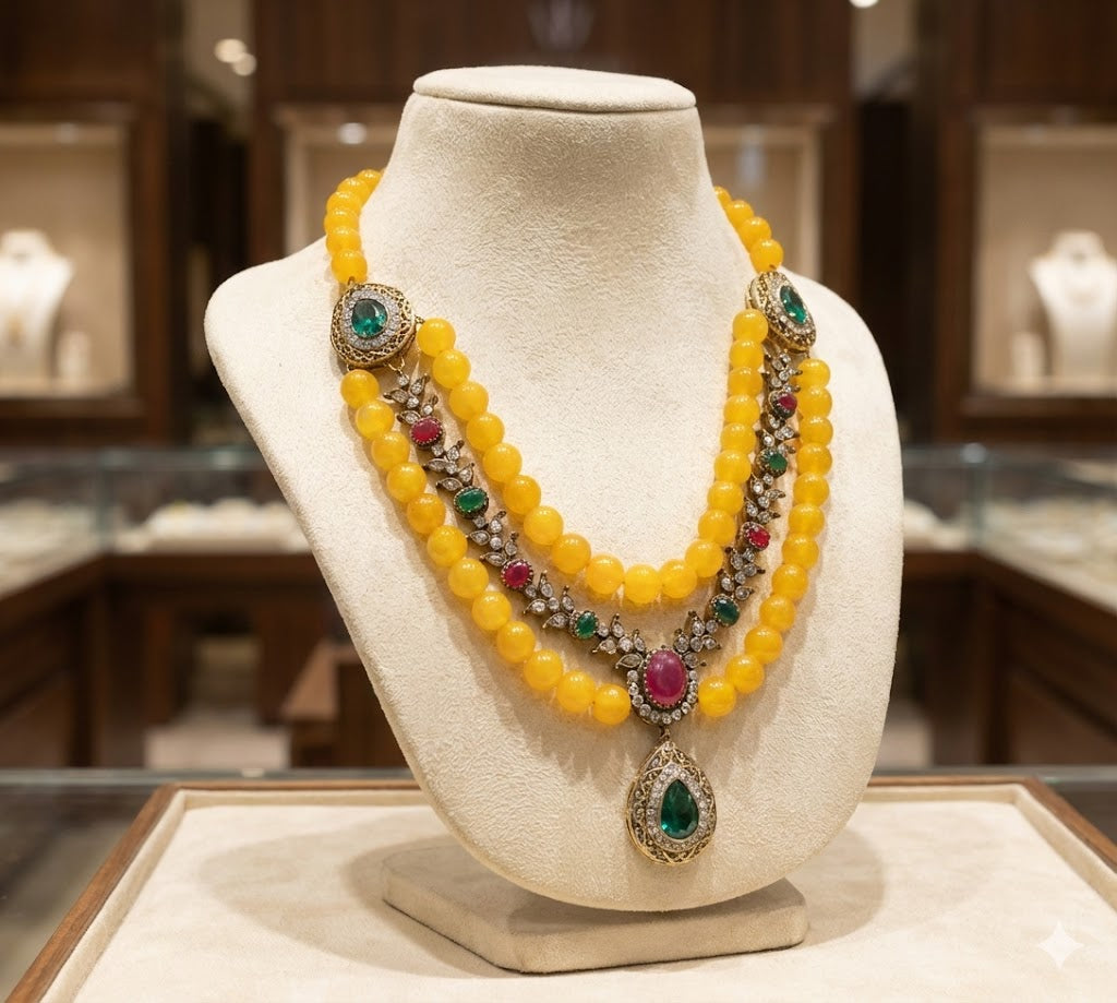 Victoria Necklace - Artisanal Brass with 22K Gold Plate, 52mm x 22mm