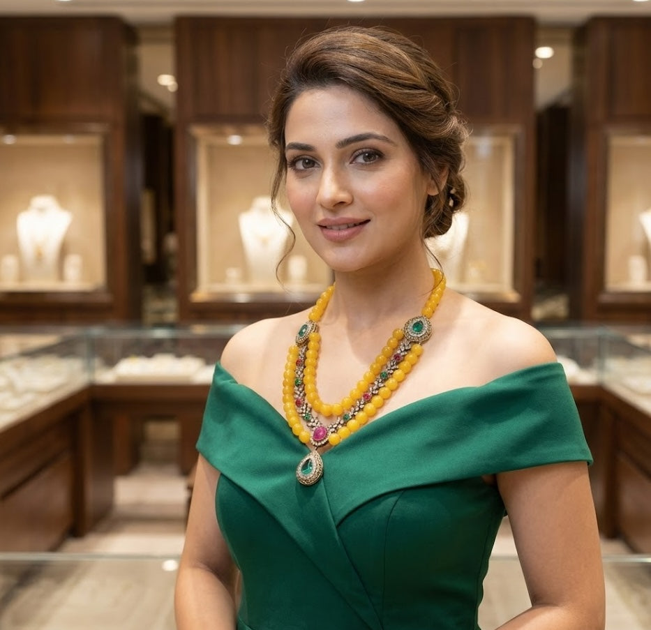 Victoria Necklace - Artisanal Brass with 22K Gold Plate, 52mm x 22mm